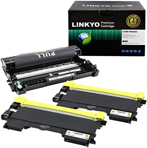 linkyo compatible toner cartridge and drum unit set replacement for brother tn450 tn 450 dr420 dr 420 2 toner cartridges 1 drum unit