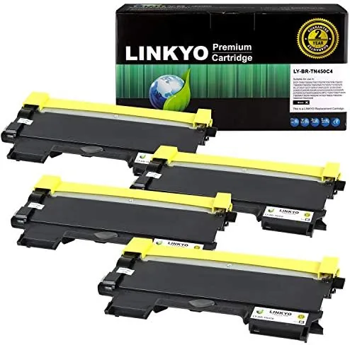 linkyo compatible toner cartridge replacement for brother tn450 tn 450 tn420 black high yield 4 pack