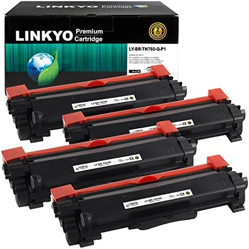 linkyo compatible toner cartridge replacement for brother tn760 tn 760 high yield tn730 4 pack design p1